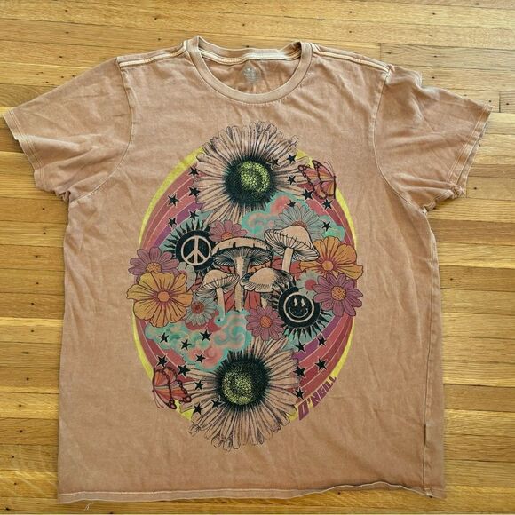 O’Neill tan mushroom short sleeve graphic tee shirt - Picture 1 of 3